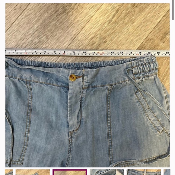 KUT FROM THE KLOTH, Lyocell Pale Denim Wide Straight Leg Pants, Drawstring 14 - Picture 5 of 9
